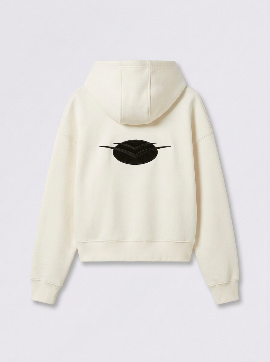 Cream Cropped Hoodie